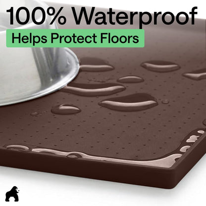 GORILLA GRIP Dog Food Mat, 100% Waterproof Silicone, 18.5x11.5 Gray