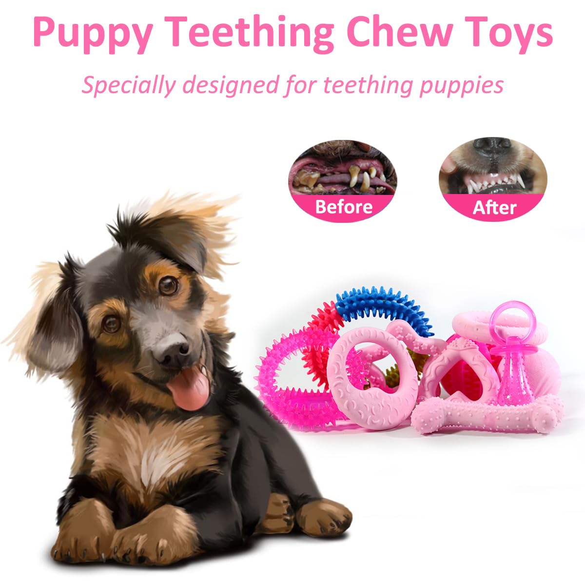 Beiker 20 Pack Puppy Chew Toys, Dog Teething Toys for Puppies Small Dogs