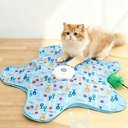 Rechargeable Automatic Cat Toy, 3-Mode Touch-Activated Interactive Toy with Random Motion, Concealed Feather & Squeaky Sound for Indoor Cats & Kittens (Yellow)
