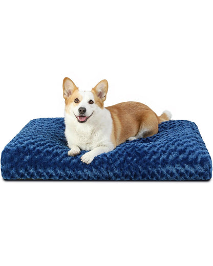 KSIIA Washable Dog Bed Medium Size Dog Crate Bed Plush Pet Mat 35"x23" Gray