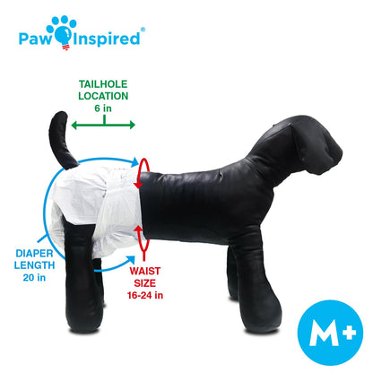 Paw Inspired 32ct Disposable Dog Diapers | Female Dog Diapers Ultra Protection | Diapers for Dogs in Heat, Excitable Urination, or Incontinence (Small)