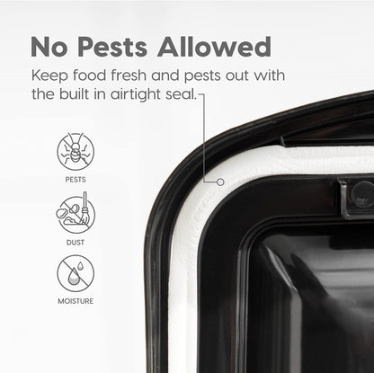 IRIS USA Dog Food Storage Container, Up to 10 lbs, Clear/Black, Made in USA