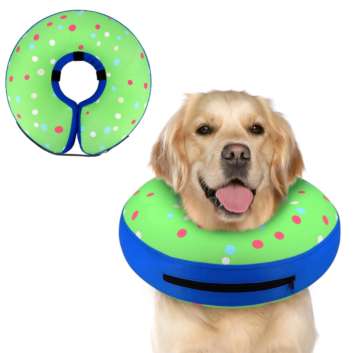 Supet Inflatable Dog Cone Collar for Small Dogs Puppies Cats, Soft Dog Cone Alternative After Surgery for Puppies Cats to Stop Licking