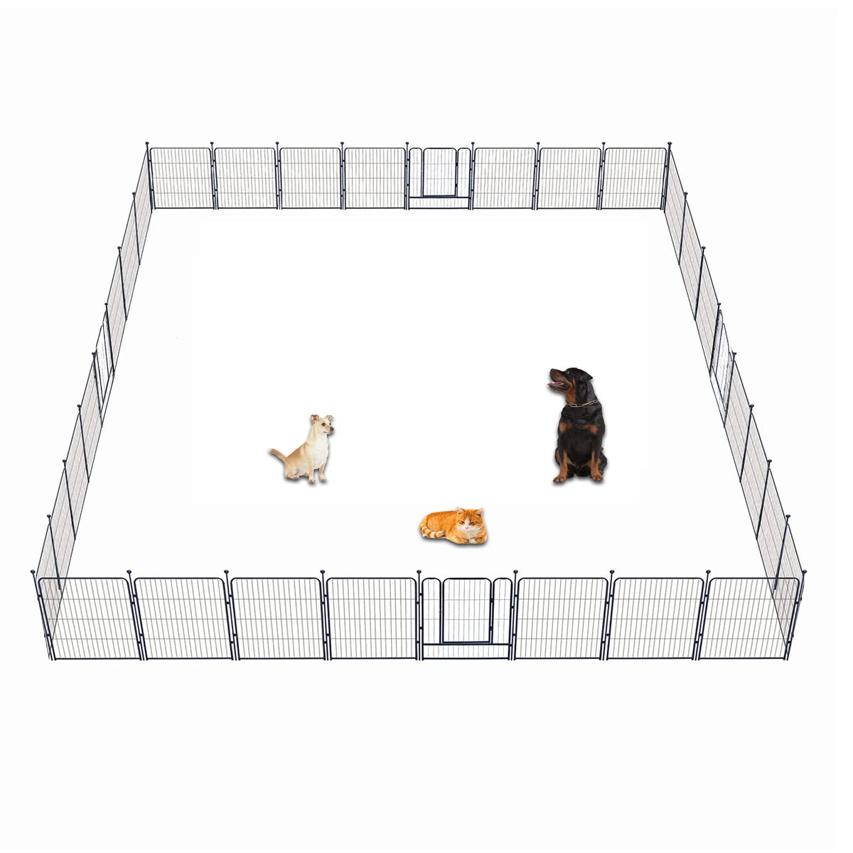 Dog Playpen,32/40/45 Inch Height in Heavy Duty, Folding Indoor Outdoor Anti-Rust Dog Exercise Fence, Portable Pet Playpen with Door for Large Medium Small Dogs and Pet (16 Panels, 32 Inch) Silver