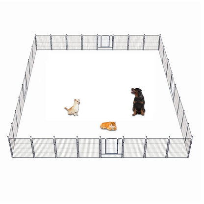 Dog Playpen,32/40/45 Inch Height in Heavy Duty, Folding Indoor Outdoor Anti-Rust Dog Exercise Fence, Portable Pet Playpen with Door for Large Medium Small Dogs and Pet (16 Panels, 32 Inch) Silver