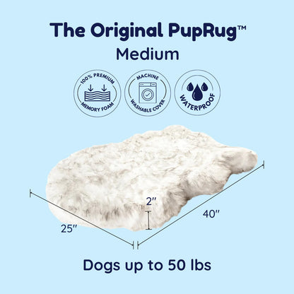 PAW BRANDS PupRug Orthopedic Memory Foam Dog Bed, White/Brown, 50x30