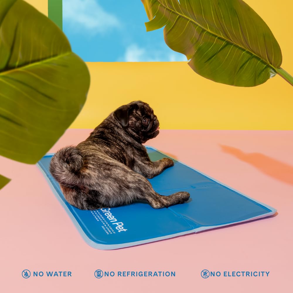 The Green Pet Shop Cool Pet Pad - Medium, Sage Grey - Self-Cooling, Pressure Activated Mat for Dogs & Cats from 21-45 lbs - Non-Toxic Gel, No Water Needed