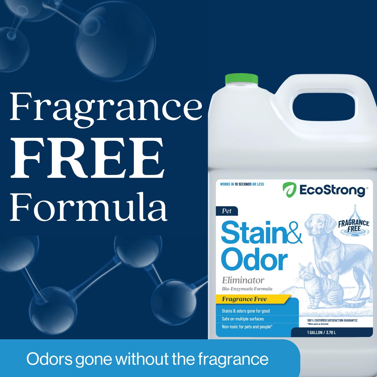 Eco Strong Pet Stain and Odor Remover - Pet Odor Eliminator, Urine Destroyer for Dogs, Pet Urine Enzyme Cleaner | Santel Woods - 128 oz