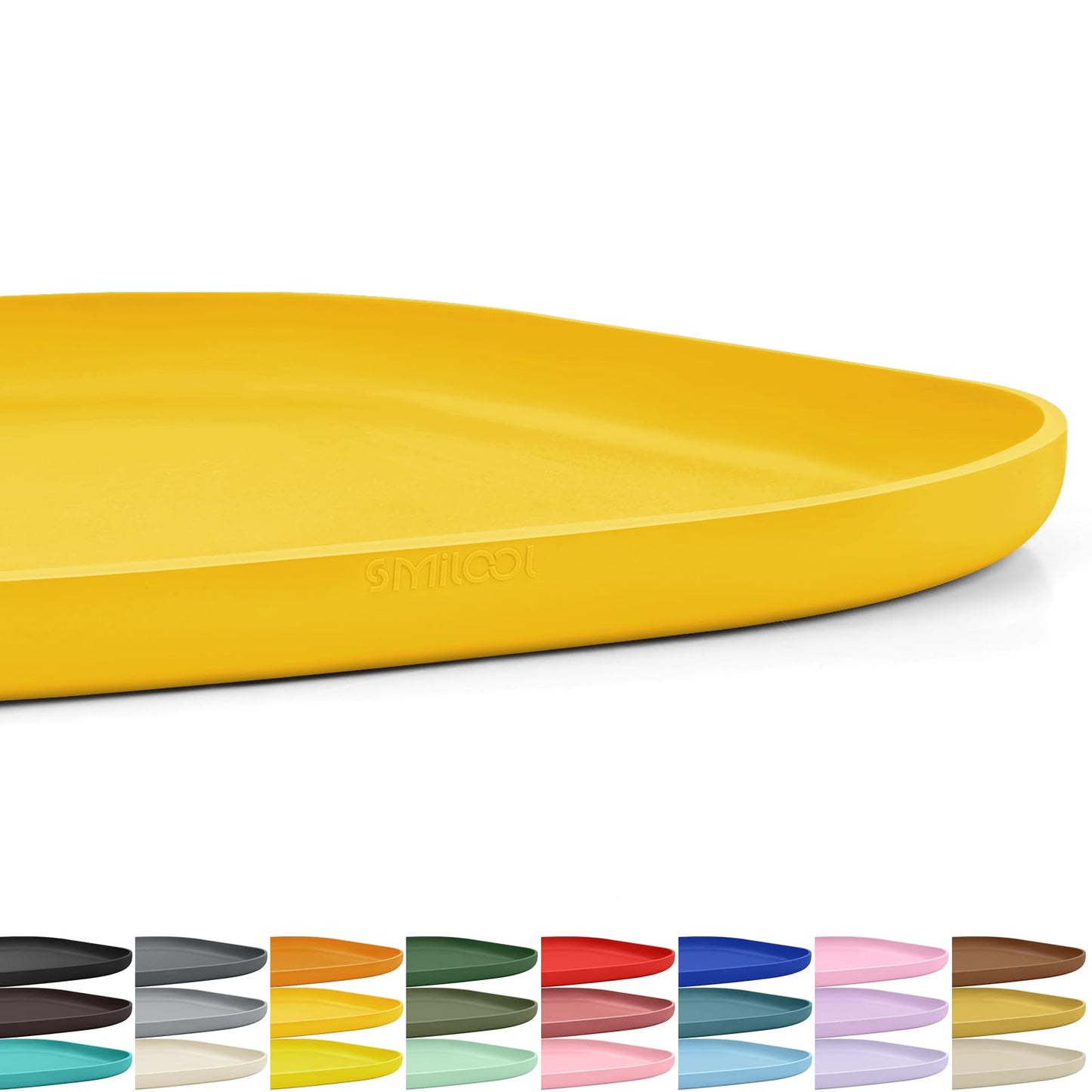 SMILOOL Waterproof Silicone Pet Food Mat with Raised Edge for Dog & Cat