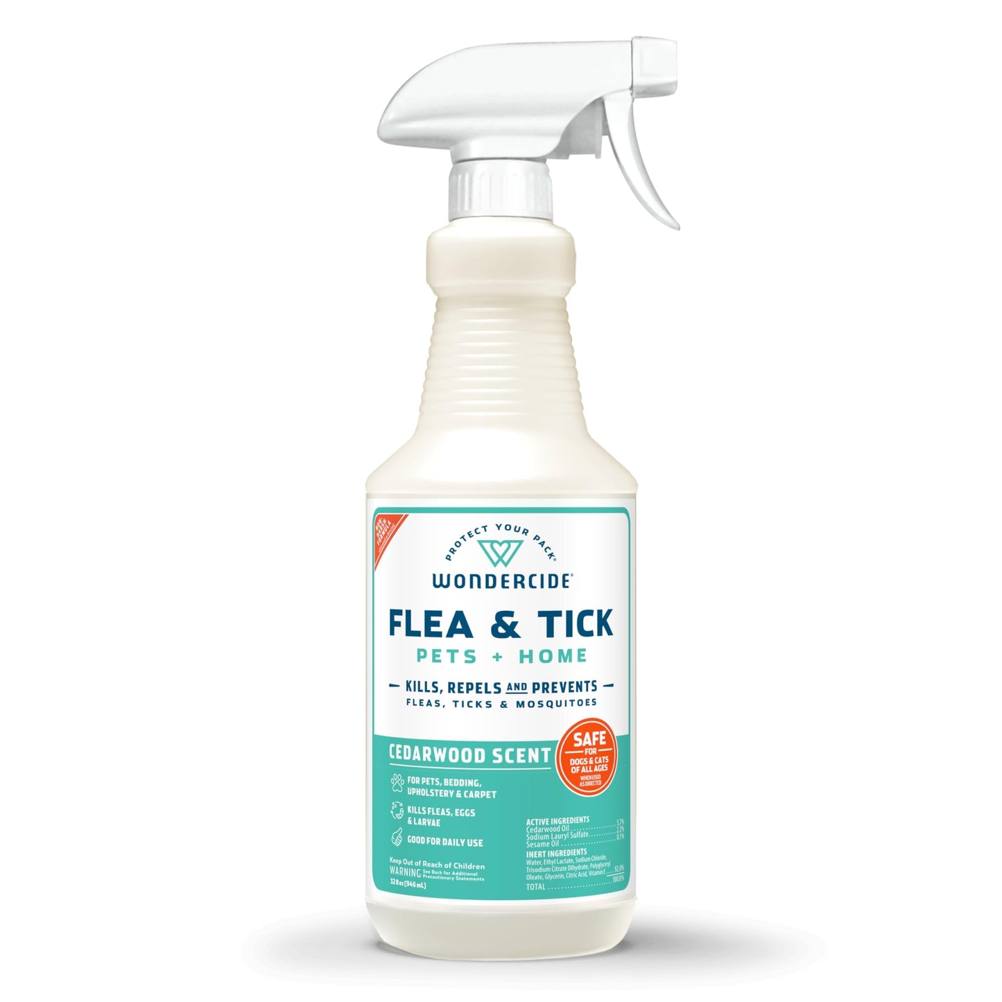 Wondercide - Flea, Tick & Mosquito Spray for Pets and Home with Natural Essential Oils - Killer, Control, Prevention, Treatment - Lemongrass 16 oz