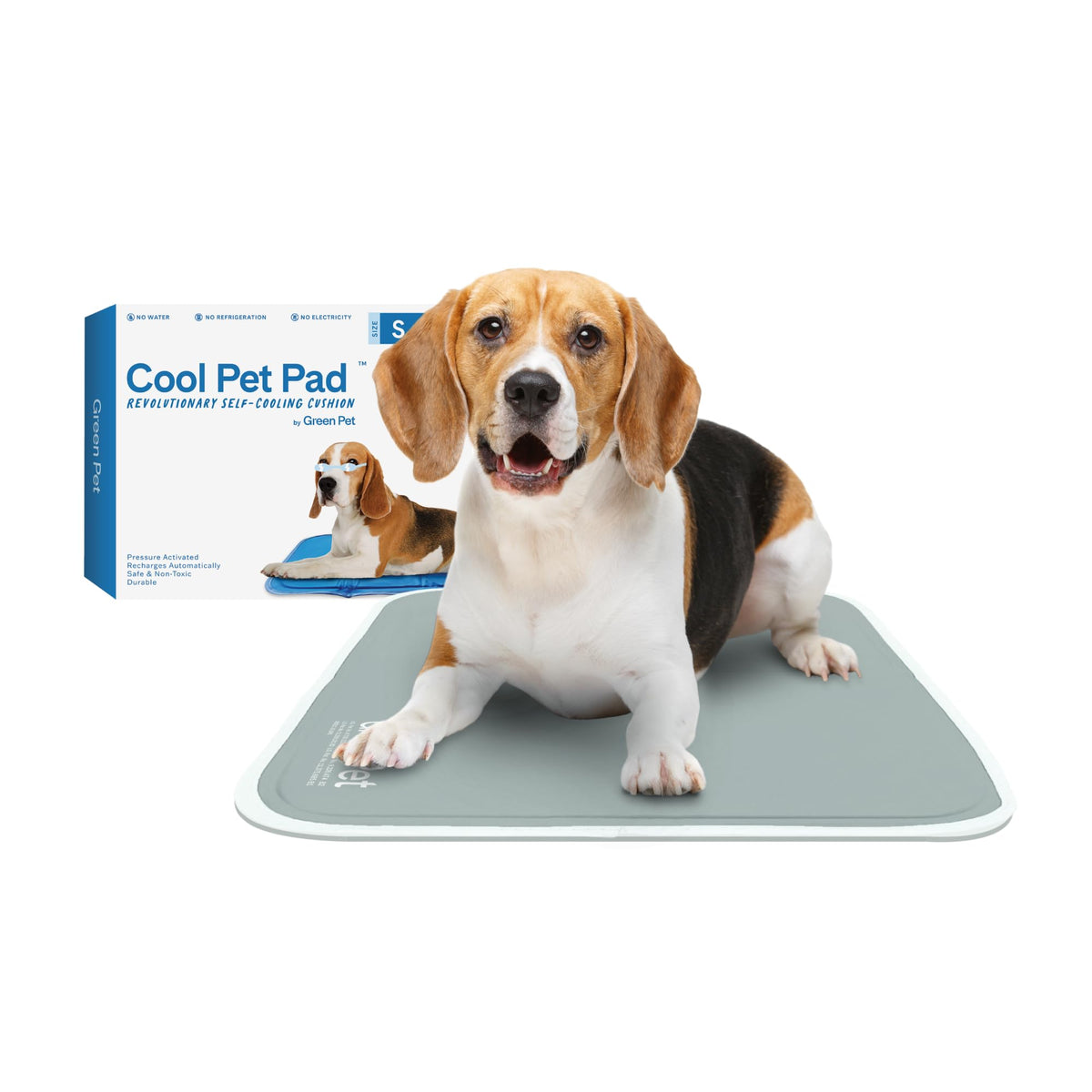 The Green Pet Shop Cool Pet Pad - Medium, Sage Grey - Self-Cooling, Pressure Activated Mat for Dogs & Cats from 21-45 lbs - Non-Toxic Gel, No Water Needed