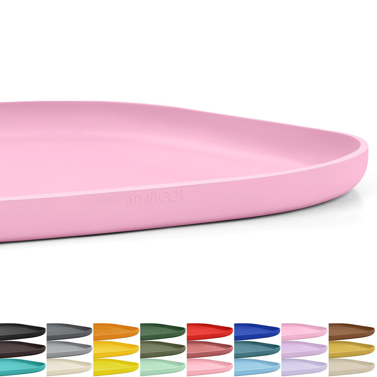 SMILOOL Waterproof Silicone Pet Food Mat with Raised Edge for Dog & Cat