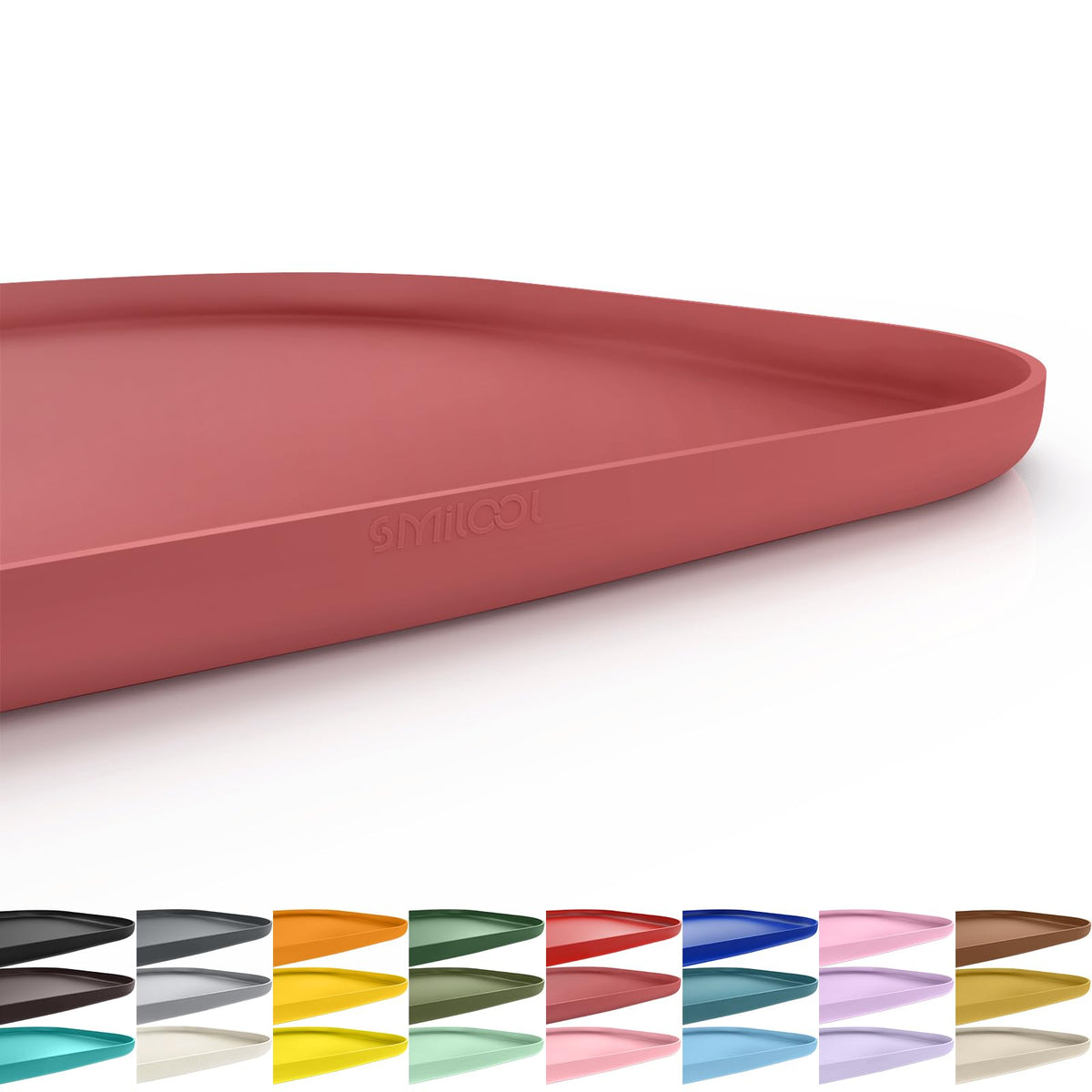 SMILOOL Waterproof Silicone Pet Food Mat with Raised Edge for Dog & Cat