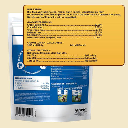 N-Bone Puppy Teething Sticks, Peanut Butter Flavor, Natural Puppy Chew Sticks & Teething Treats, SQF Certified, Made with Rice Flour for Easy Digestion, Calcium Enriched (3.7oz)