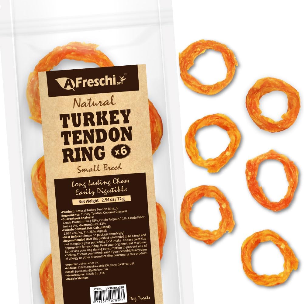 A Freschi srl® All-Natural Turkey Tendon for Dogs, Ring (S), 6 Count