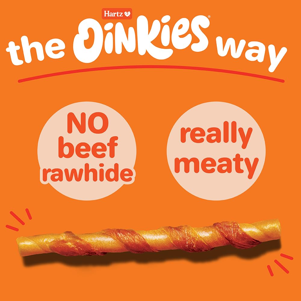 Hartz Oinkies Tender Twirls + Collagen Rawhide‑Free Dog Chews, 20 Count, 9.5 Ounce (Pack of 12)