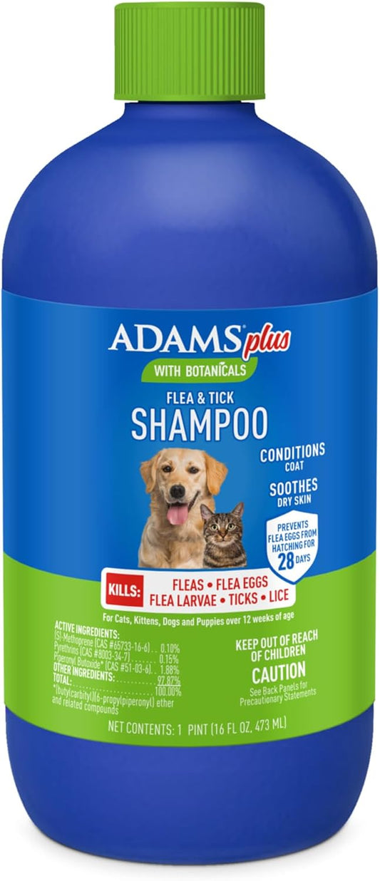 ADAMS Plus Flea & Tick Shampoo with Precor for Dogs & Cats, 12 oz