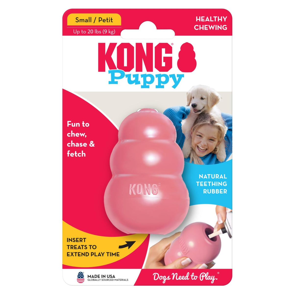 KONG Puppy, Natural Rubber Teething Chew Toy, for Small Puppies, Blue