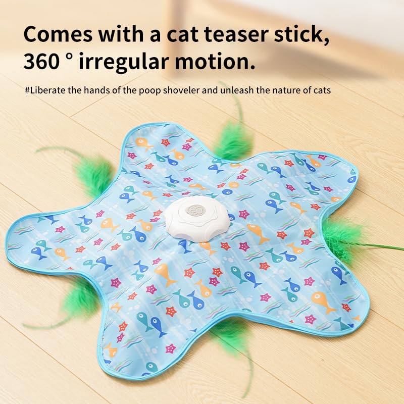 Rechargeable Automatic Cat Toy, 3-Mode Touch-Activated Interactive Toy with Random Motion, Concealed Feather & Squeaky Sound for Indoor Cats & Kittens (Yellow)
