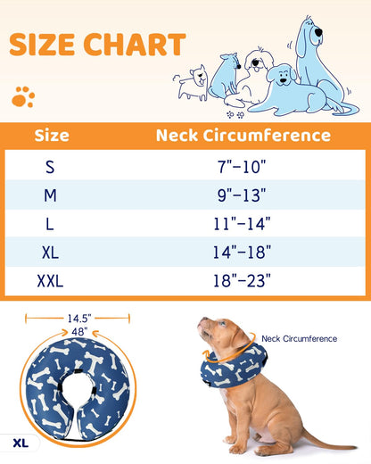 Supet Inflatable Dog Cone Collar for Small Dogs Puppies Cats, Soft Dog Cone Alternative After Surgery for Puppies Cats to Stop Licking