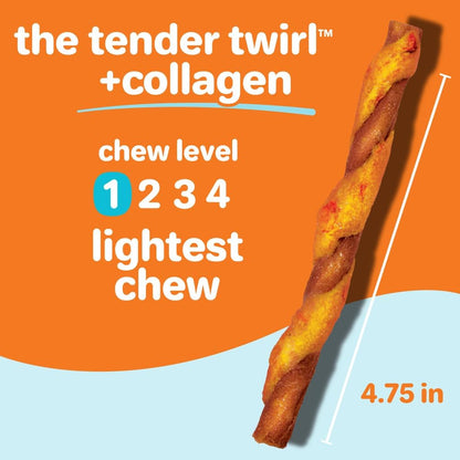 Hartz Oinkies Tender Twirls + Collagen Rawhide‑Free Dog Chews, 20 Count, 9.5 Ounce (Pack of 12)