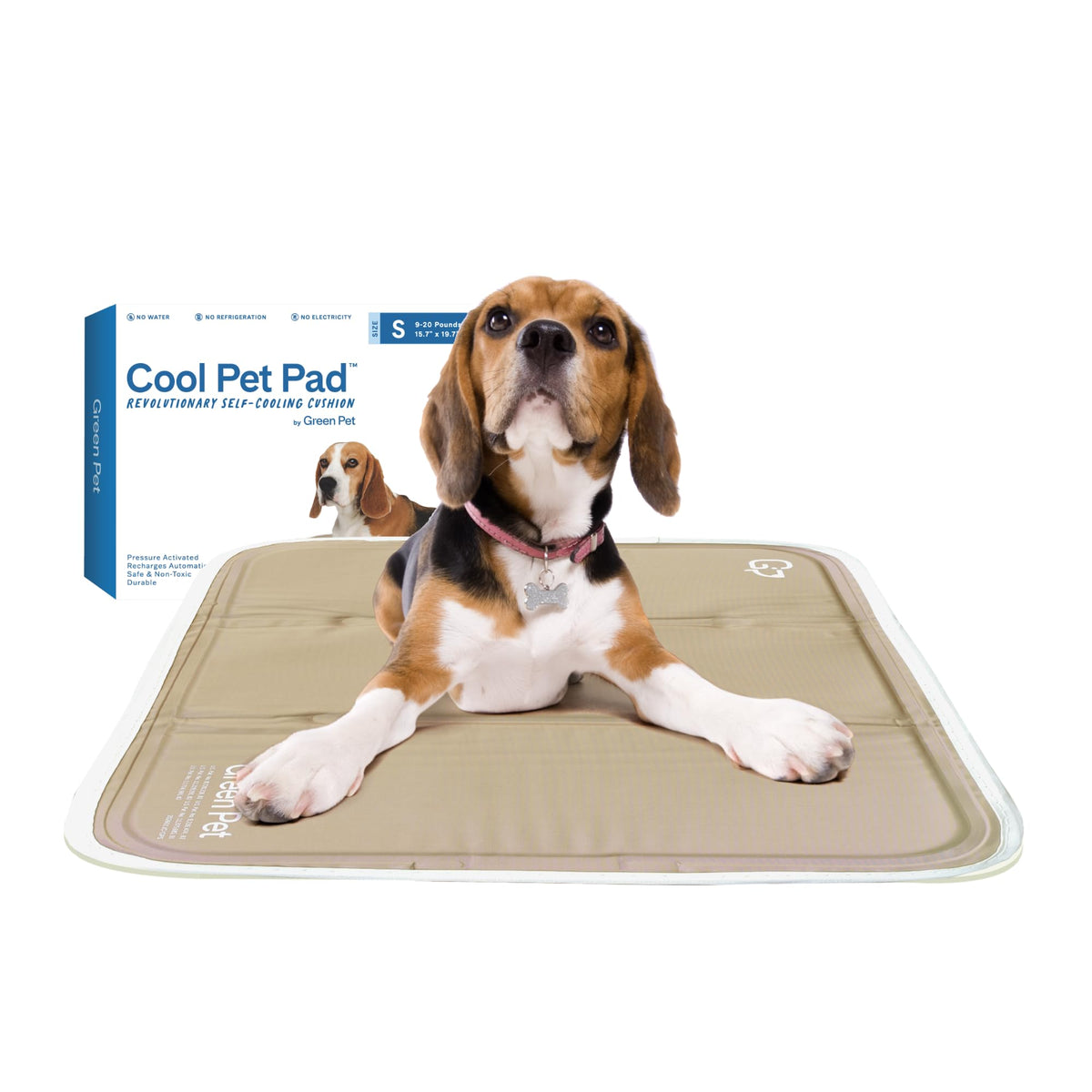 The Green Pet Shop Cool Pet Pad - Medium, Sage Grey - Self-Cooling, Pressure Activated Mat for Dogs & Cats from 21-45 lbs - Non-Toxic Gel, No Water Needed