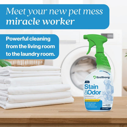 Eco Strong Pet Stain and Odor Remover - Pet Odor Eliminator, Urine Destroyer for Dogs, Pet Urine Enzyme Cleaner | Santel Woods - 128 oz