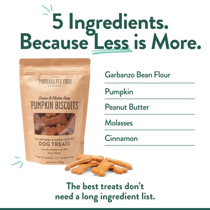 Portland Pet Food Pumpkin Dog Treats - Healthy, Grain-Free Biscuits, 5 oz