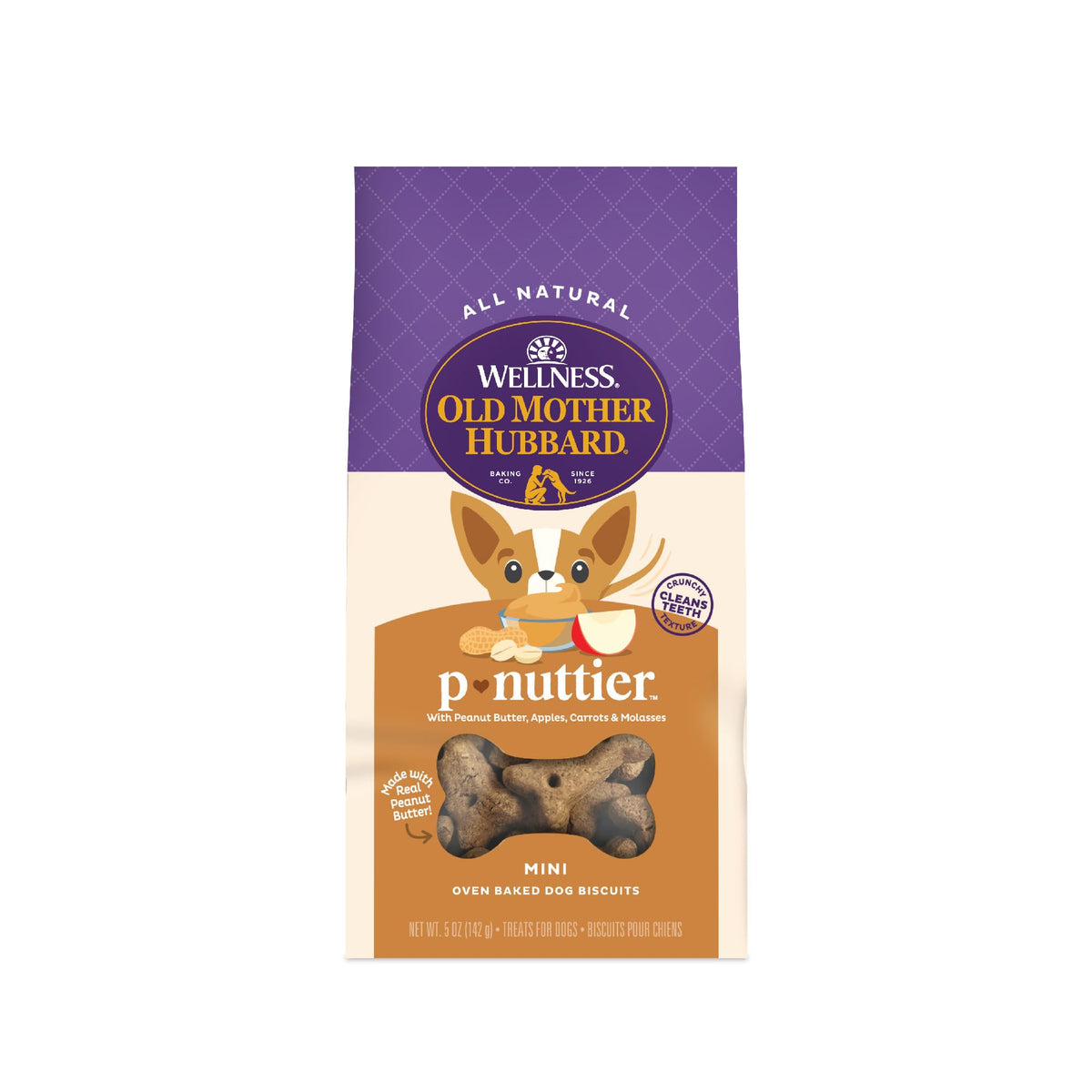 Old Mother Hubbard Wellness P-Nuttier Dog Biscuits, Natural, Training Treats, Peanut Butter Flavor, Mini Size, (20 Ounce Bag)
