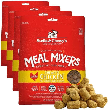 Stella & Chewy's Freeze-Dried Raw Chicken Meal Mixers- Dog Food Topper & Mixer - Made with 95% Cage-Free Chicken, Organs & Bone - Perfect for Picky Eaters - Grain-Free, 2.19 Pound (Pack of 4)