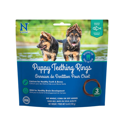 N-Bone Puppy Teething Rings, Chicken Flavor, Natural Puppy Teething Chews & Chew Treats, Helps Soothe Teething Gums, Calcium Enriched, 6 Rings
