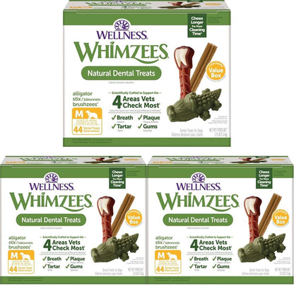 Wellness WHIMZEES Value Pack Natural Dog Dental Treat, Chews, Freshens Breath, Large Size, 50.9 oz Box, 24 Count
