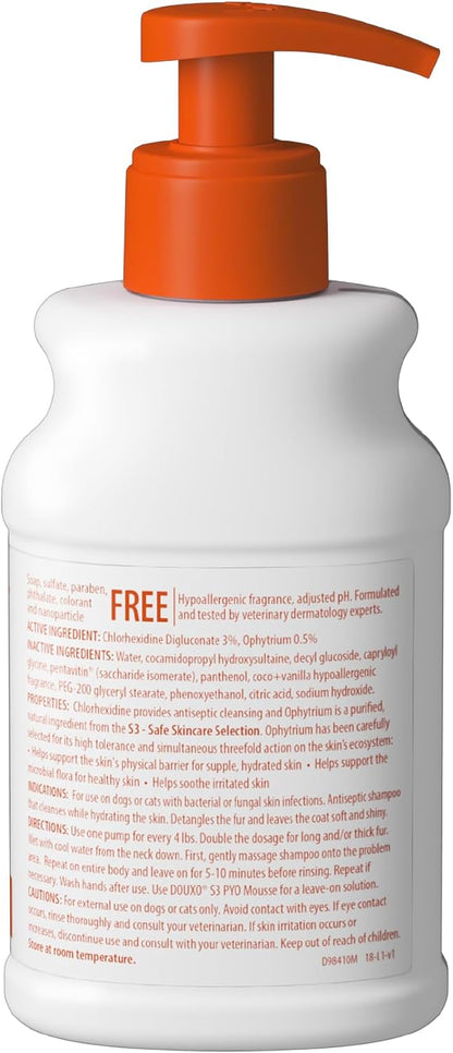 Douxo S3 PYO Medicated Dog Shampoo with 3% Chlorhexidine for Dogs – Antibacterial & Antiseptic Yeast Infection Treatment For Dogs & Cats, Clinically Proven, 6.7 fl oz
