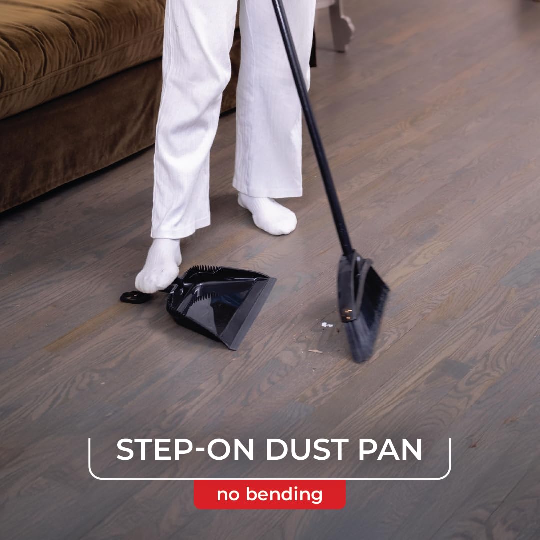 O-Cedar Pet Pro Broom with Step-On Dustpan | Removes Over 99% of Dust & Dirt in One Sweep | Removes 3X More Pet Hair | Quiet Cleaning Tool for Cat and Dog Owners