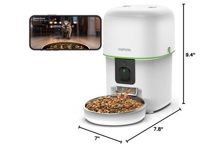 Automatic Cat Feeder, 3L Cat Food Dispenser with Anti-Jam Design, Over 180-day Battery Life, 1-6 Meals Per Day with Stainless Steel Cat Bowl, Keep Dry Food Fresh, Timed Pet Feeder Also for Small Dog