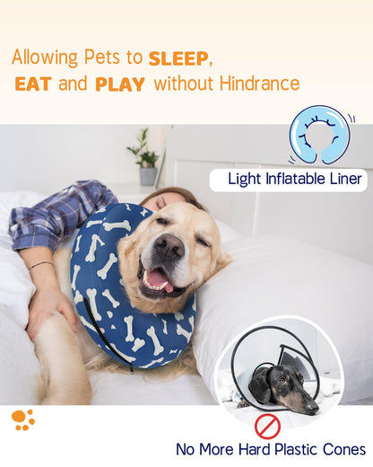 Supet Inflatable Dog Cone Collar for Small Dogs Puppies Cats, Soft Dog Cone Alternative After Surgery for Puppies Cats to Stop Licking