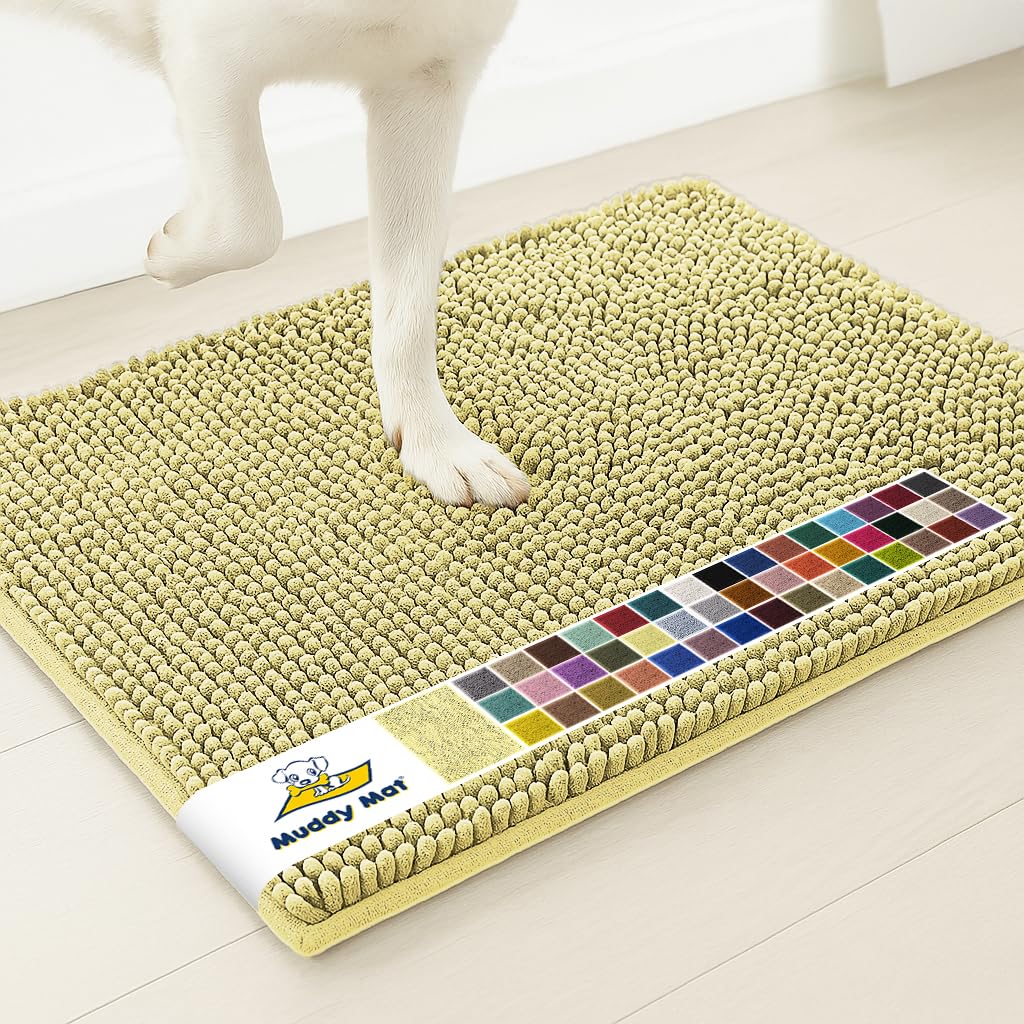 Muddy Mat® | Super Water Absorbent Door Mat Indoor, Microfiber Quick Dry Chenille Entryway Rug, Slip Resistant Front Door Mat, Indoor Mats for Entryway, Machine Washable Pet Rug, Grey 30"x19"