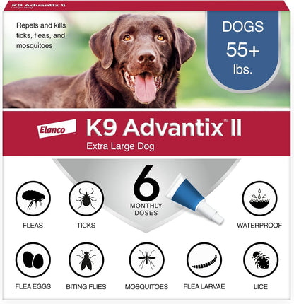 K9 Advantix II Flea & Tick Topical for Extra Large Dogs Over 55 lbs., 6ct