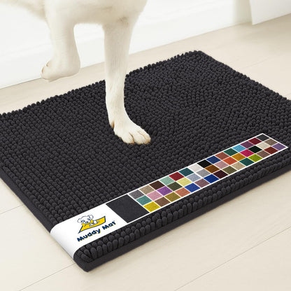 Muddy Mat® | Super Water Absorbent Door Mat Indoor, Microfiber Quick Dry Chenille Entryway Rug, Slip Resistant Front Door Mat, Indoor Mats for Entryway, Machine Washable Pet Rug, Grey 30"x19"