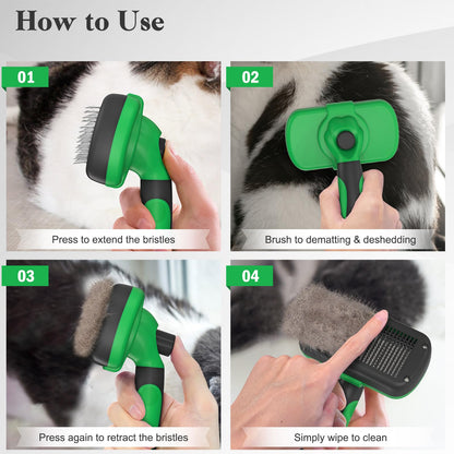 Swihauk Self Cleaning Slicker Brush for Dogs & Cats, Skin Friendly Pet Grooming for Shedding, Deshedding, and Hair Removal - Puppy Brush for Long Haired Pets, Pet Supplies, Purple
