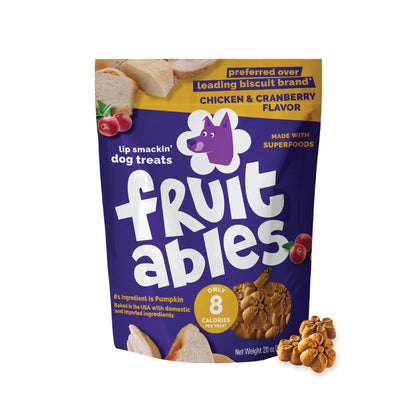 Fruitables Baked Dog Treats, Low Calorie Treats, Pumpkin & Blueberry, 12oz