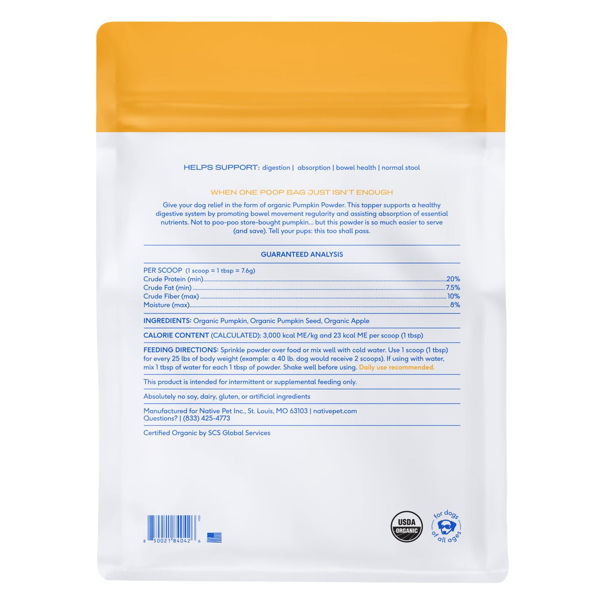 Native Pet GutWell Power Poop - Digestive Support & Fiber for Dogs - Promotes Healthy Stools, Supports Balanced Microbiome & Digestive Function - Triple-Biotic Blend & M-Fiber - 60 Scoops
