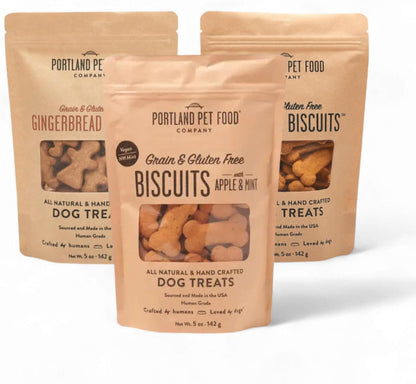 Portland Pet Food Dog Treats Variety, Healthy, Grain-Free Biscuits, 3 Pack