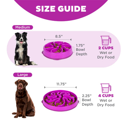 Outward Hound Fun Feeder Slo Bowl Dog Slow Feeder, Wave, Pink, 5.8"