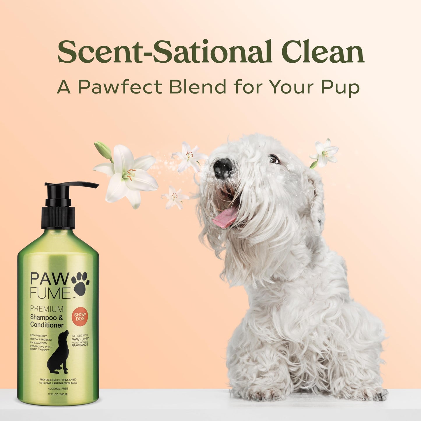PAWFUME Deshedding Dog Shampoo and Conditioner, Show Dog, 1-Pack