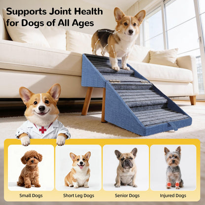 Dog Stairs for Small Dogs Faux Leather Foldable Pet Ramp and Ottoman