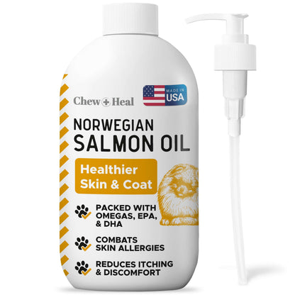 Salmon Oil for Dogs - Premium Fish Oil for Skin and Coat Health - Omega 3 Supplement - Supports Itchy Skin - 8 oz Liquid - Norwegian Dog Salmon Oil - Essential Dog Supplement