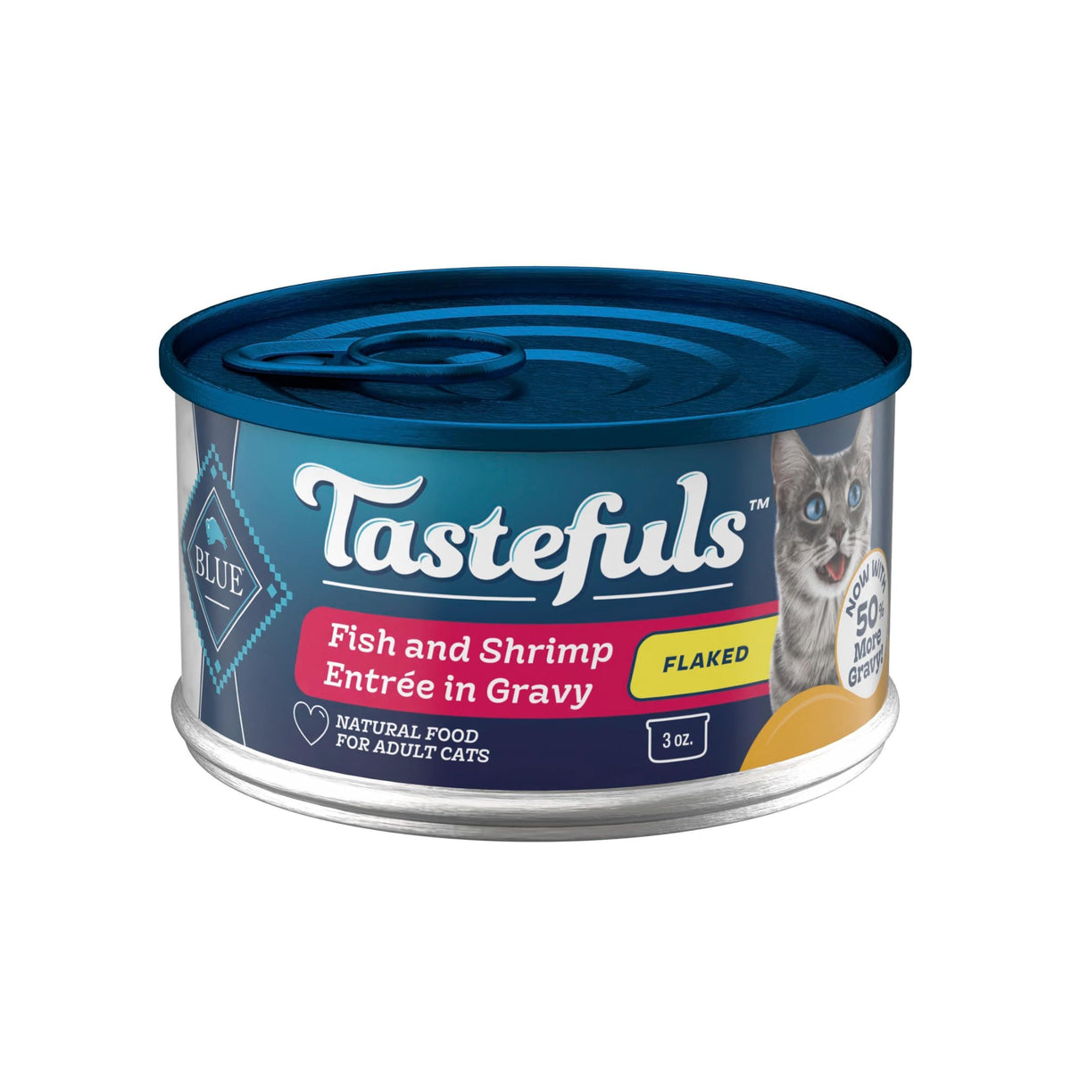 Blue Buffalo Tastefuls Wet Cat Food, Made with Natural Ingredients, Tuna and Chicken Flaked Entrées in Gravy, 3oz Cans, 4-Count Variety Pack Trial Size