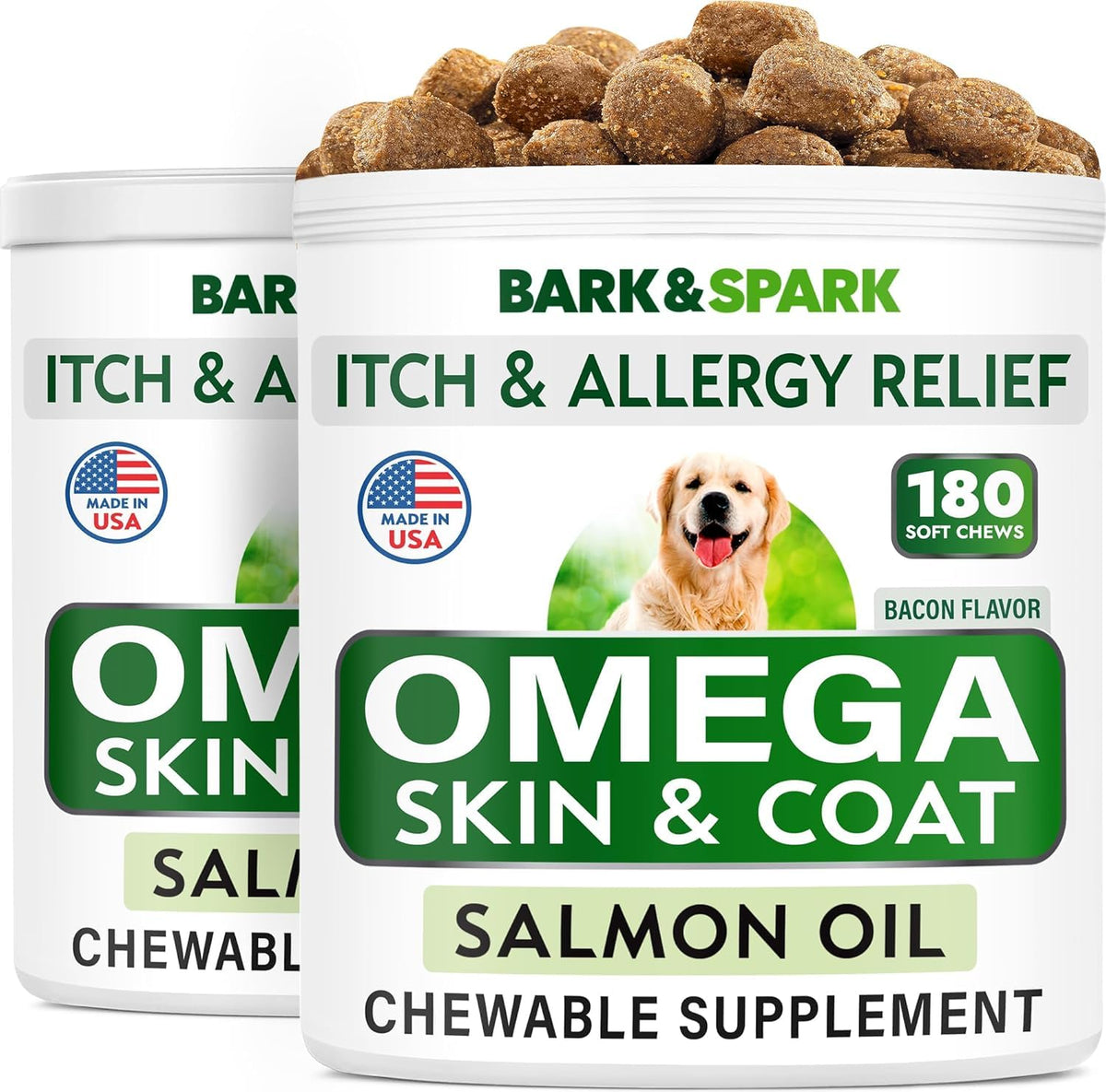Omega 3 + Fish Oil for Dogs - Skin & Coat Support, Itch & Allergy Relief