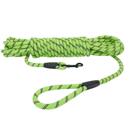 Hi Kiss Dog/Puppy Obedience Recall Training Agility Lead - 15ft 20ft 30ft 50ft 100ft Leash Great for Training, Play, Camping, or Backyard Black